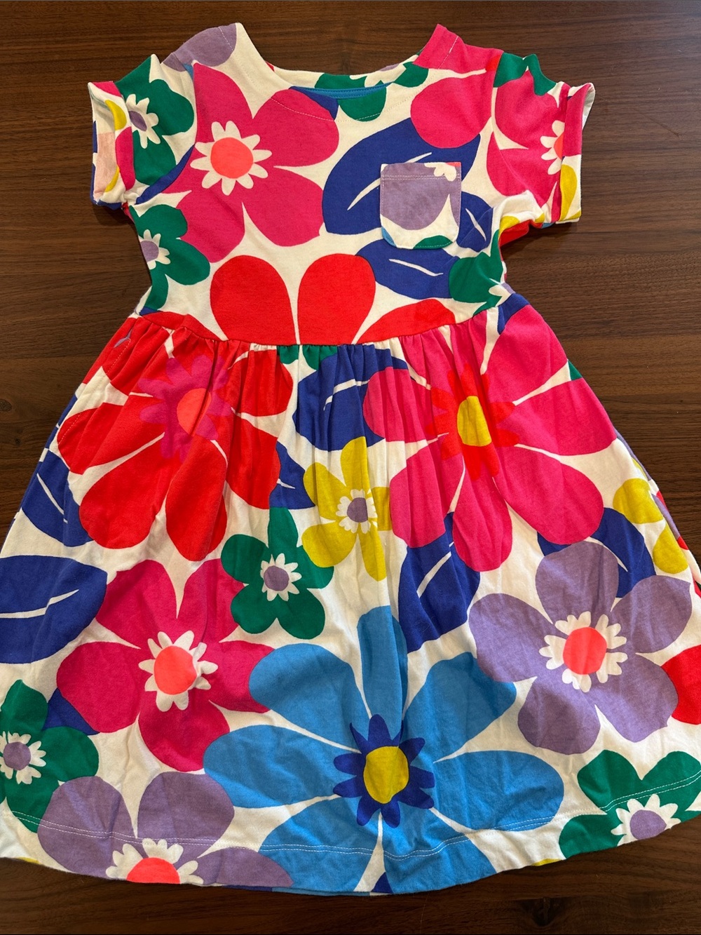 Mini Boden Bright Floral Cotton Dress in Pink, Blue, Red, Yellow, Green, Purple